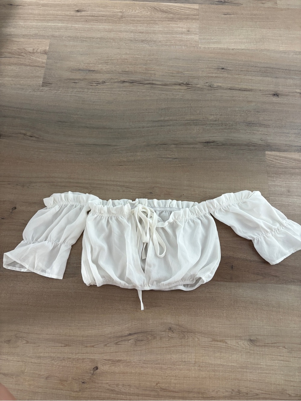 White Off-Shoulder Peasant Crop Top